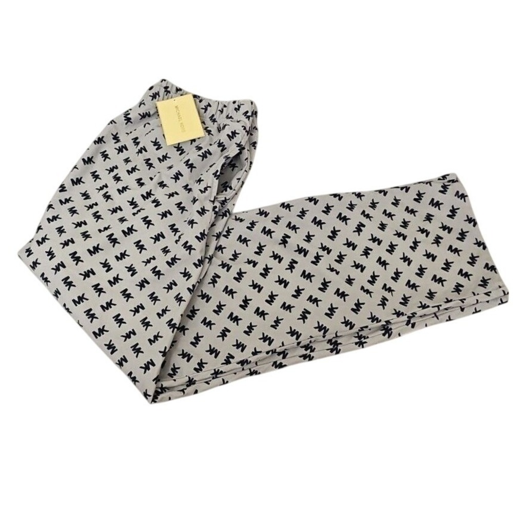 Michael Kors Mens L Gray MK Logo Monogram Print Pajama Lounge Pants NWT